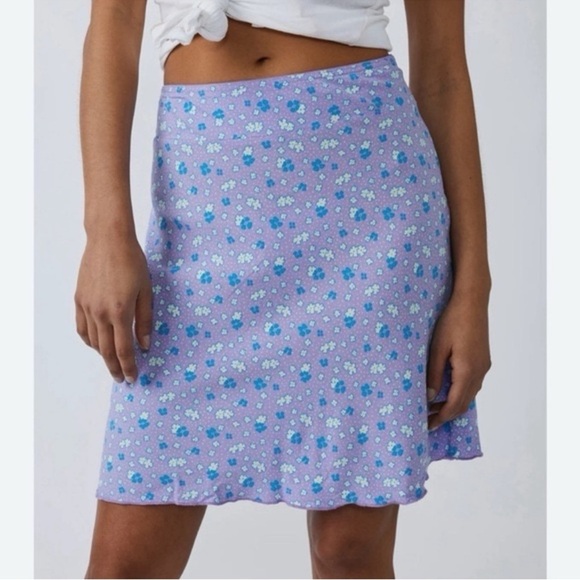 NWT Free People Floral Mini Slip Skirt Ice Combo Purple Size 8 - Picture 1 of 8